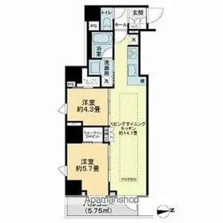 サンウッドフラッツ新宿四谷三丁目【8階】の間取り