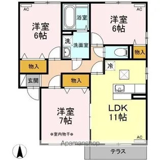 リビングタウン飯岡新田I B【1階】の間取り