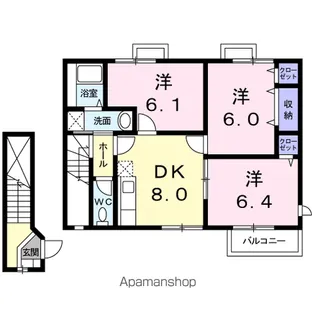 ホワイトリバー A【2階】の間取り