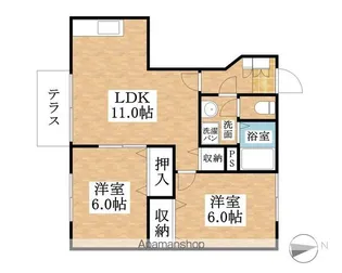 ロジュマンシェルⅡ【1階】の間取り