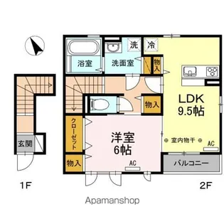 ノーブル鶴ヶ谷【2階】の間取り
