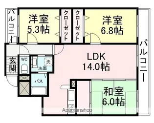 ケイジェイ・レジデンス南武庫之荘【405号室】の間取り