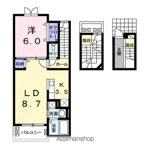 大阪府大阪市東住吉区住道矢田8丁目【アパート】の間取り