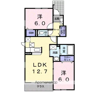 カーサ・フィオーレA【1階】の間取り
