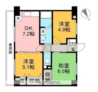 フィネス秦南【1階】の間取り