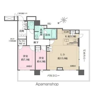 ザ・パークハウス戸越公園タワー【21階】の間取り