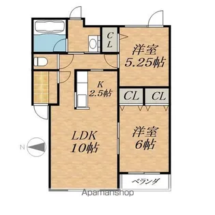 ラ・ポレール新緑N【2階】の間取り