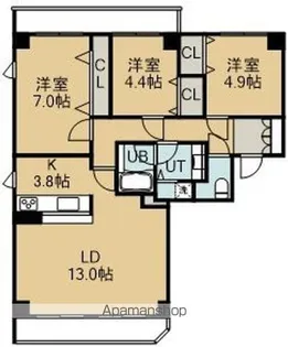 ガーデンテラス函館【905号室】の間取り