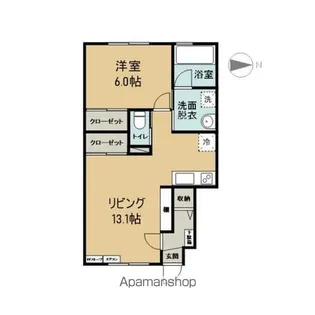 KOKOROM NAKATSUKUDA B棟【B105号室】の間取り