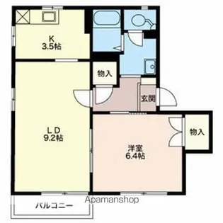 フレグランスグレープ B棟【B202号室】の間取り
