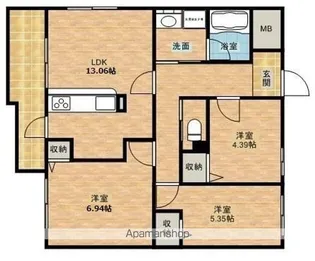 アートピア西都台【201号室号室】の間取り