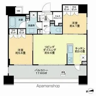 イニシアイオ芝公園【9階】の間取り