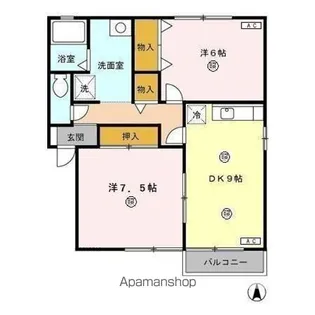 愛花夢 2号館【1階】の間取り