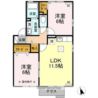 クワトロ ピーチ タウン ⅠⅡⅢⅣ【Ⅰ101号室】の間取り