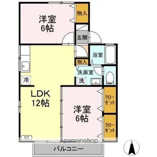 サンスクエアー 壱番館【2階】の間取り
