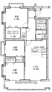 メルベーユ銀河【101号室】の間取り
