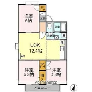 ボヌールS【1階】の間取り