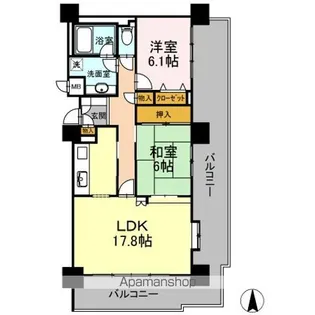 ロイヤルシャトー白壁 902号室【9階】の間取り