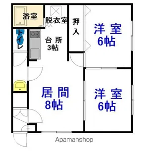ジューヌフィーユ北門【206号室】の間取り