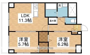 レ・モンデ新潟【6階】の間取り