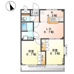 ランドマーク曙 壱番館【3階】の間取り