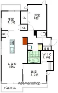 フォルス井の頭2WEST【202号室】の間取り