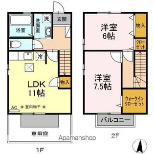 ヴィレッジコート AB【B101号室】の間取り