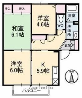 コーポ中的場 Ⅲ棟【2階】の間取り