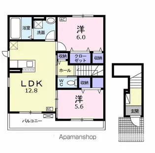 ソレイユB(SOLEIL)【2階】の間取り