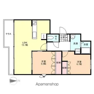 サザンクロス【201号室】の間取り