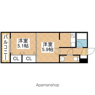 城木館【405号室】の間取り