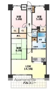 スカイハイツ祇園【304号室号室】の間取り