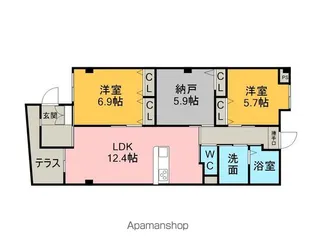 リバーサイド東洋【1階】の間取り