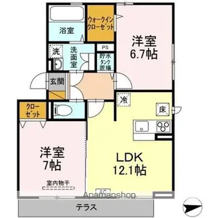 ルーエ B【1階】の間取り