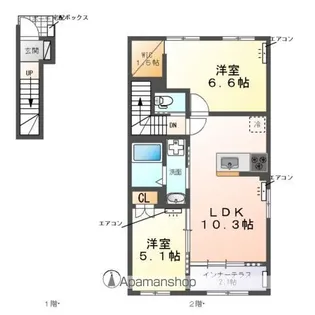 (仮称) 野田市七光台A棟アパート【2階】の間取り