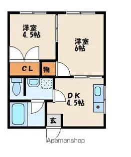 自由ヶ丘ハイツ【2階】の間取り