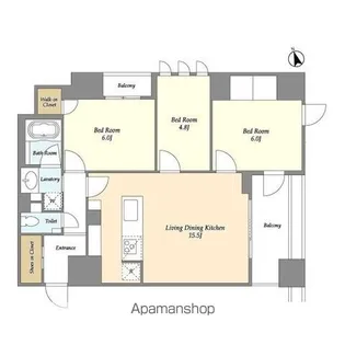 KDXレジデンス八丁堀【6階】の間取り