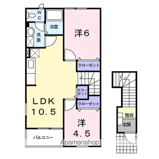 シャンブル・エイト【2階】の間取り