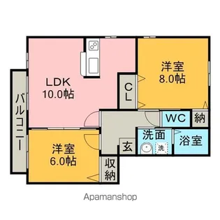セジュールKAMINE【1階】の間取り