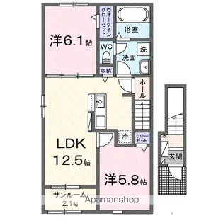 ハピネス落合B【2階】の間取り
