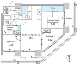 セルリアンホームズ勝どき【7階】の間取り