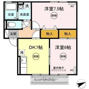 一本木ハイム E棟【2階】の間取り