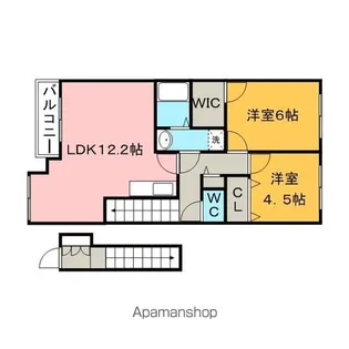 リベルテⅠ・Ⅱ棟Ⅱ【Ⅱ205号室】の間取り