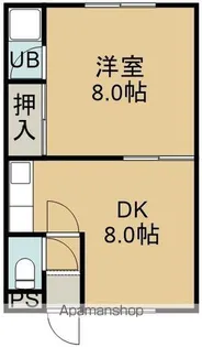 福富荘【1F 右号室】の間取り