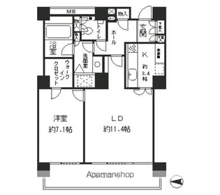 リバーポイントタワー【13階】の間取り