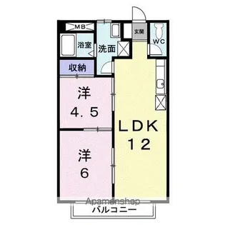 パルネット荒木【2階】の間取り