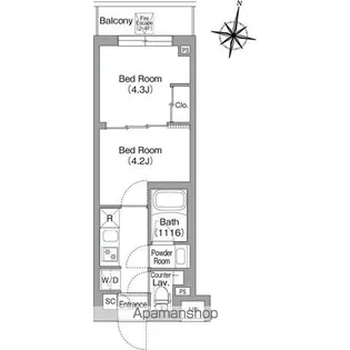 東京都中野区上高田1丁目【マンション】の間取り