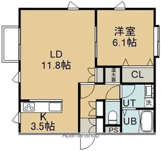 1LDKの間取り画像