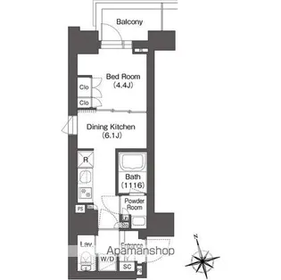 ミリアレジデンス浅草駒形【8階】の間取り