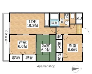 ソレーユ五条 壱番館【202号室】の間取り